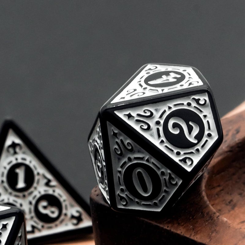 Poludie DND Dice Set -D&D Polyhedral Dice (7 Pcs) with Gift Leather Dice Bag for Dungeons and Dragons Role Playing Dice Games RPGs (Dice-White with Black Edge) - Image 5